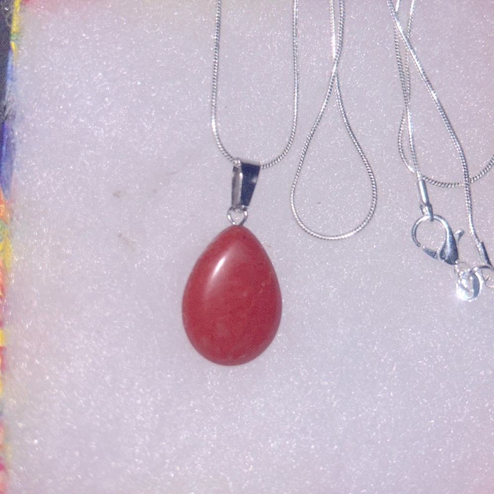 Boho Natural Red Jasper Sterling Silver 18” Necklace